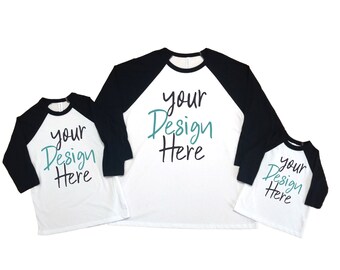 Download Bella + Canvas 3200 Black White Raglan Flat Lay Mock Up ...