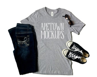 Bella Canvas 3001 Heather Grey Gray Mock Up Unisex Etsy