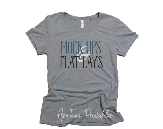 Download Free Next Level Heather Grey T-Shirt Flat Lay Mock Up (PSD ...