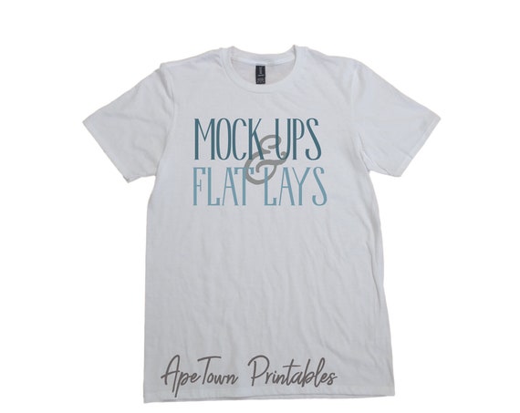 White T-Shirt Flat Lay Mock Up Digital Mockup - Gray T-Shirt Mockup Psd ...