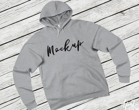 Bella Canvas Athletic Grey Hoodie 3719 Mockup
