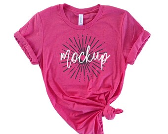 Download Blank Hot Pink T Shirt Mockup Fashion Styled Photography Flat Mock Up Shirt Top View On White Background Digital Jpg Tied Shirt Snapchat Mockup Template Psd PSD Mockup Templates