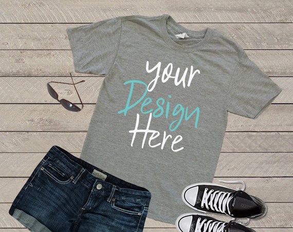 Jerzees Athletic Heather Grey Sport T-Shirt Flat Lay Mock Jerzees Athletic Heather Grey Sport T-Shirt Flat Lay Mock