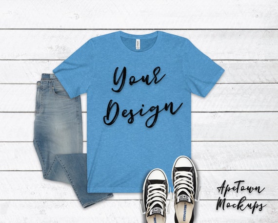 Download Bella Canvas 3001 Heather Columbia Blue - Crear Mockups Online