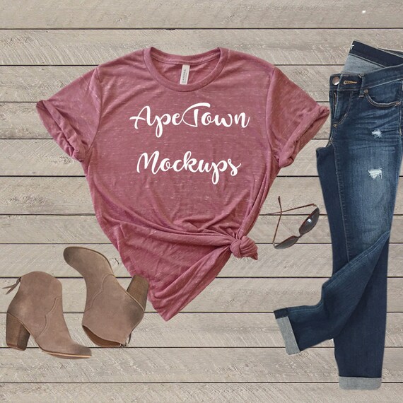 Bella  Canvas  3650  Mauve Marble Mockup