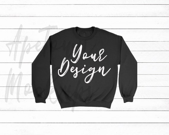 Download Gildan 18000 Blank SweaT-Shirt Mock Up Black Wood - Logo ...