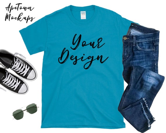 Download Sapphire Blue Gildan 640 Mens 6400 Digital - Marry Chr | Free Mockups Download