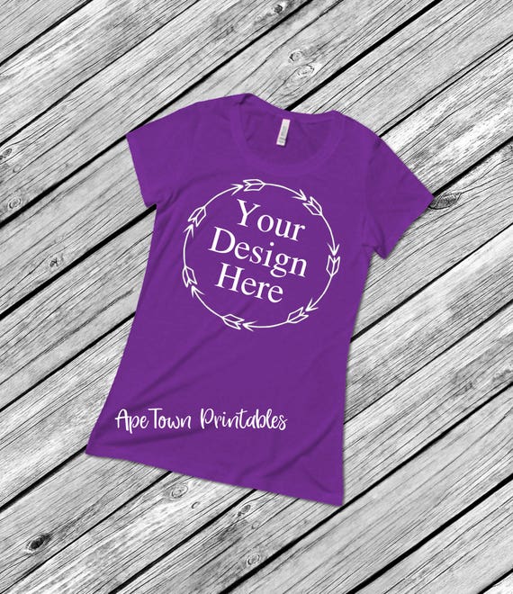 Purple T-Shirt Flat Lay Mockup Digital Clothing Mock