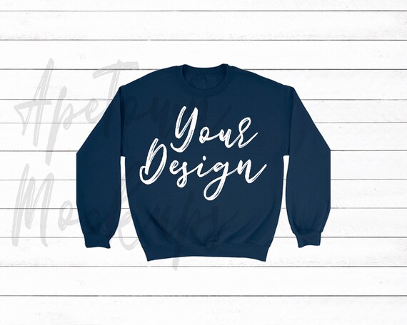 Download Free Gildan 18000 Blank SweaT-Shirt Mock Up Navy Blue ...