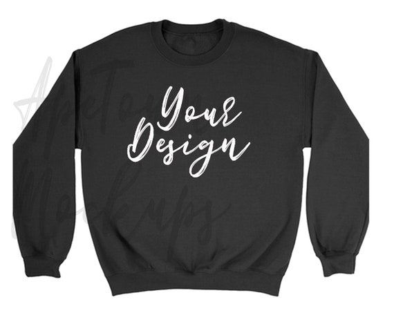 Gildan 18000 Blank SweaT-Shirt Mock Up Black White