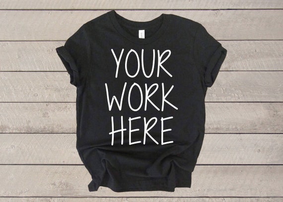 Blank Black Top View Shirt Flat Lay Mock Up