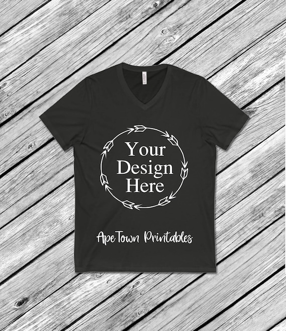 Download Free Black Vneck Vneck T-Shirt Flat Lay Mockup Digital ...