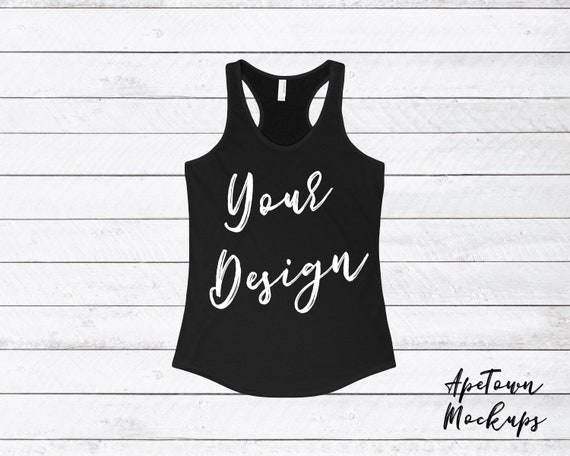 Black Tank Top T-Shirt Flat Lay Mockup Digital