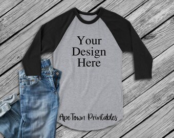 Download Free Blank Raglan Flat Lay Mockup - Digital Clothing Mock up - Shirt Display - Women's - Short Sleeved Vinyl Apparel Display PSD Template