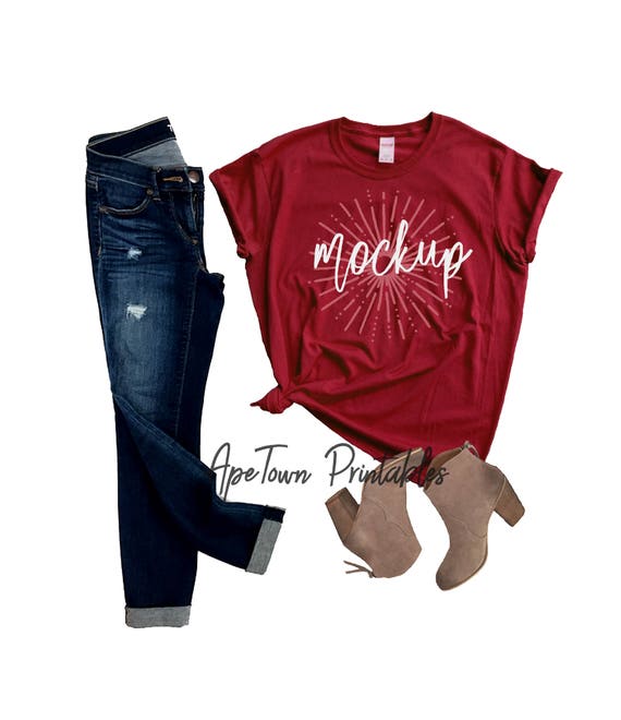 Download Blank Maroon Red Spring Colors T-Shirt Mockup Fashion ...