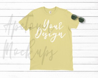 Download Anvil 980 Shirt Mock Up Yellow Shirt T Shirt Mockup Mockup Tee Mockup Men S Mockup Women S Flat Lay Free Psd Mockups Freebiesbug