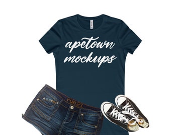 Download Blank Tee Bella + Canvas | 6004 | Navy Blue Hot Mock up ...