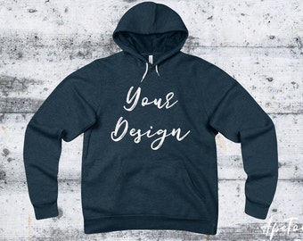 Download Free Navy Hoodie Sweater 3719 Bella Canvas Bc Flat Lay Mockup Digital Clothing Flat Lay Mock Up PSD Mockup Template