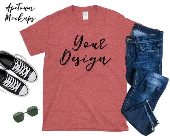 Heather Red Gildan 640 Mens 6400 Digital