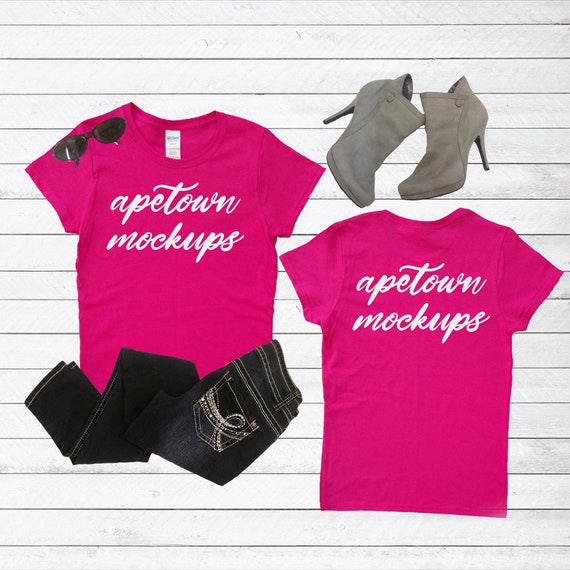 Heliconia Hot Pink Blank Shirt Mock Up Front