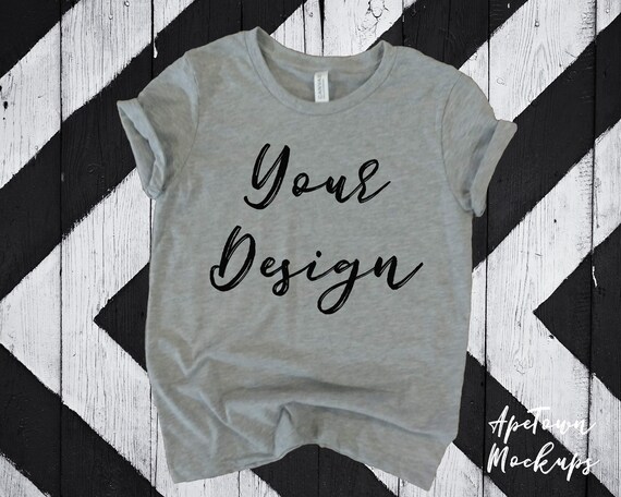 Heather Grey Styled Bella Canvas Mockup T-Shirt 3001 Unisex