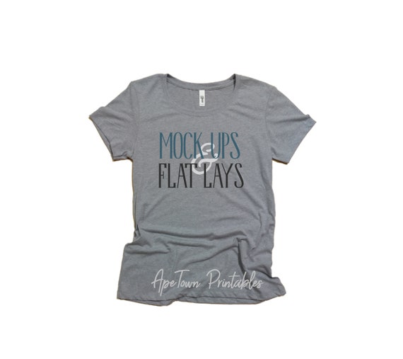 Download Next Level Heather Grey T-Shirt Flat Lay Mock Up Digital | Etsy