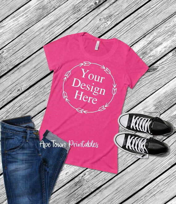 Download Blank Pink T-Shirt Flat Lay Mockup Digital Clothing Mock ...