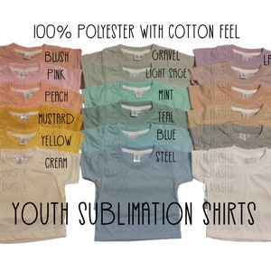 100% Polyester Youth Shirts, Child T-Shirts, Many Colors, Sublimation Shirt Blank, Colored Shirts for Sublimation