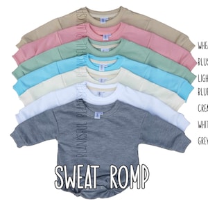 7 COLORS) 100% Polyester Blank Sublimation Romper - Sweatshirt Baggy Romper - French Terry