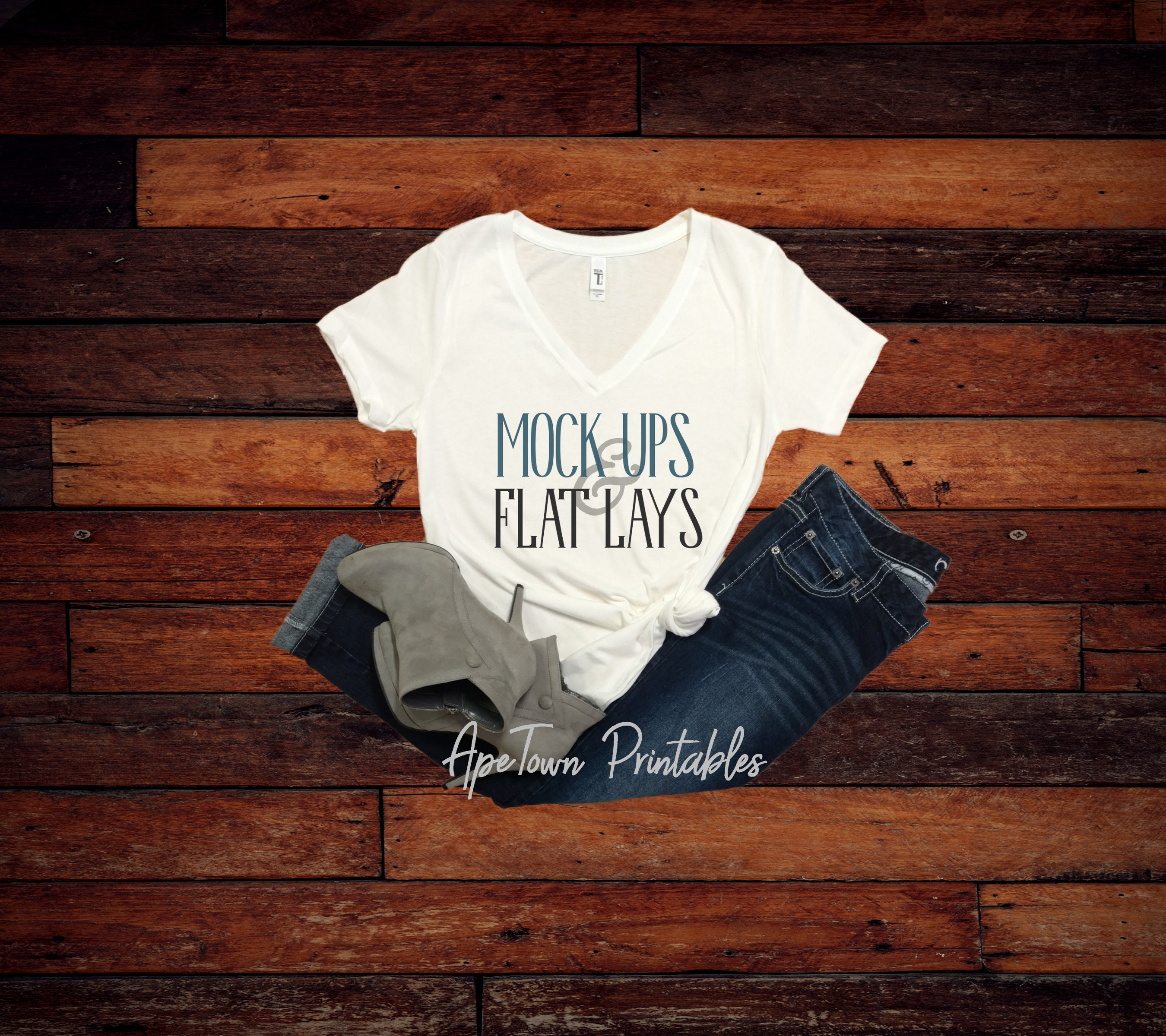 Download Blank VNeck White V-Neck T-Shirt Flat Lay Mock Up Next Level | Etsy