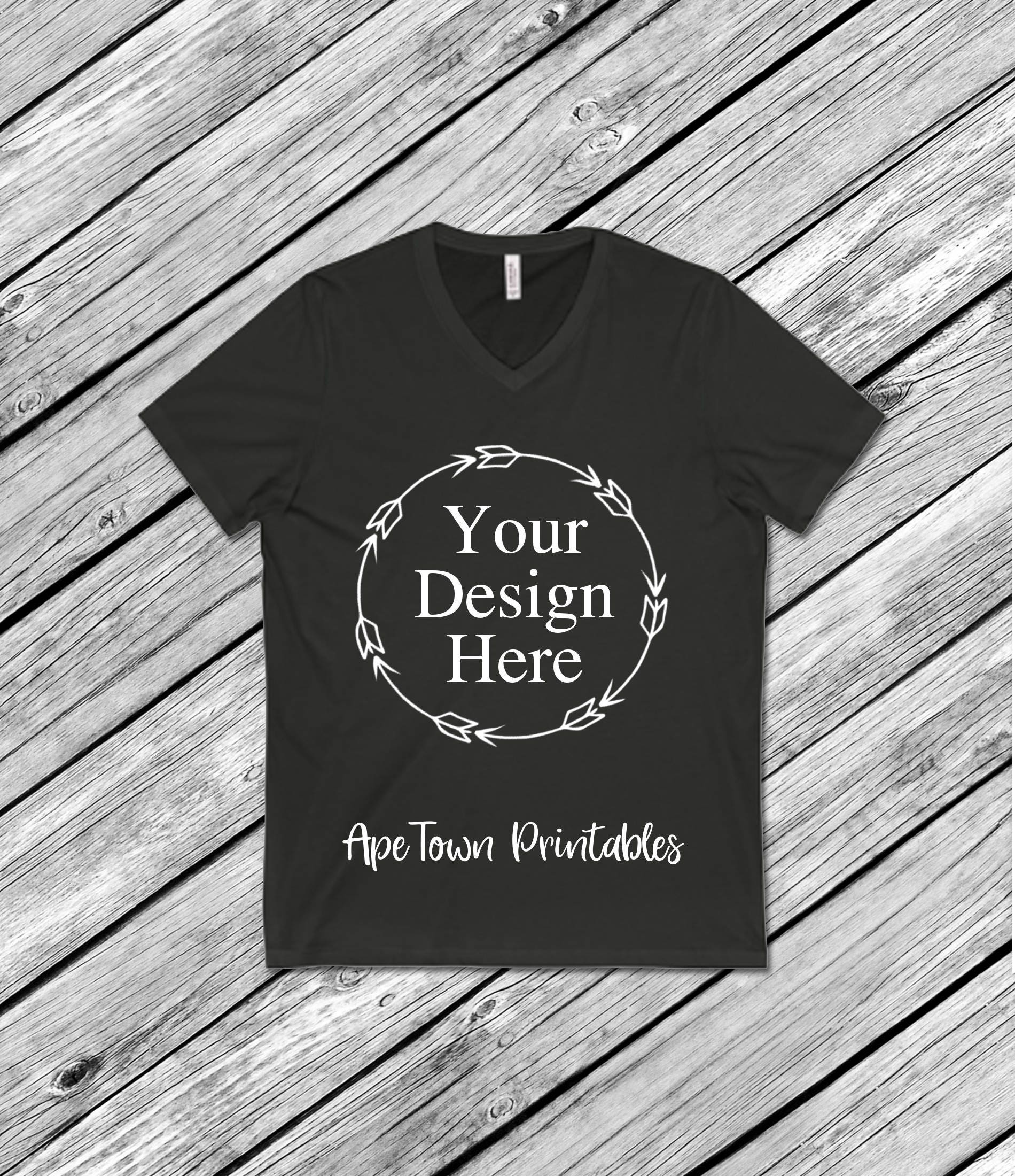 Download Black VNeck V-Neck T-Shirt Flat Lay Mockup Digital Clothing | Etsy