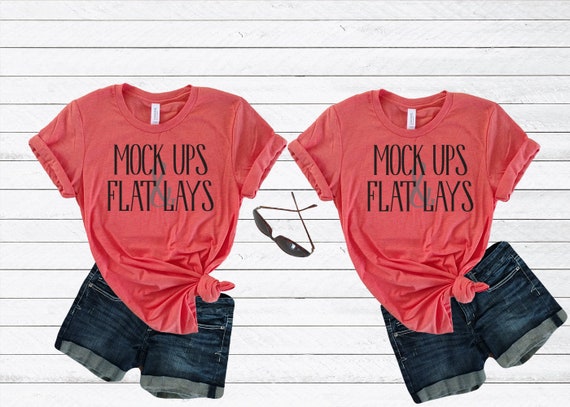 Bella Canvas 3001 Heather Red Side By Side Mock Up Etsy