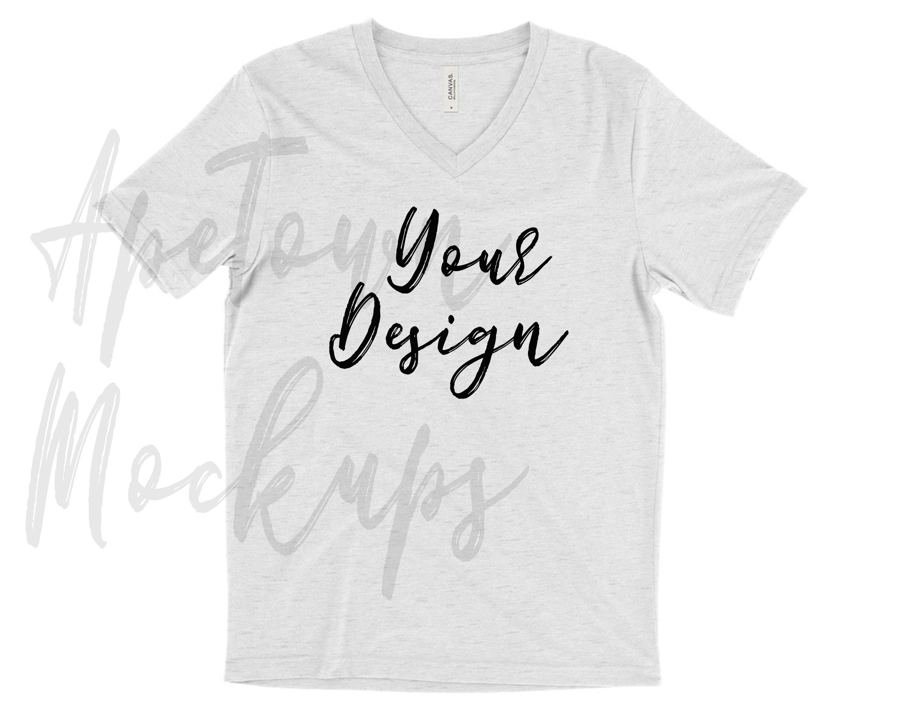 Download V-Neck Bella Canvas 3415 White Fleck Blank Mock up V | Etsy