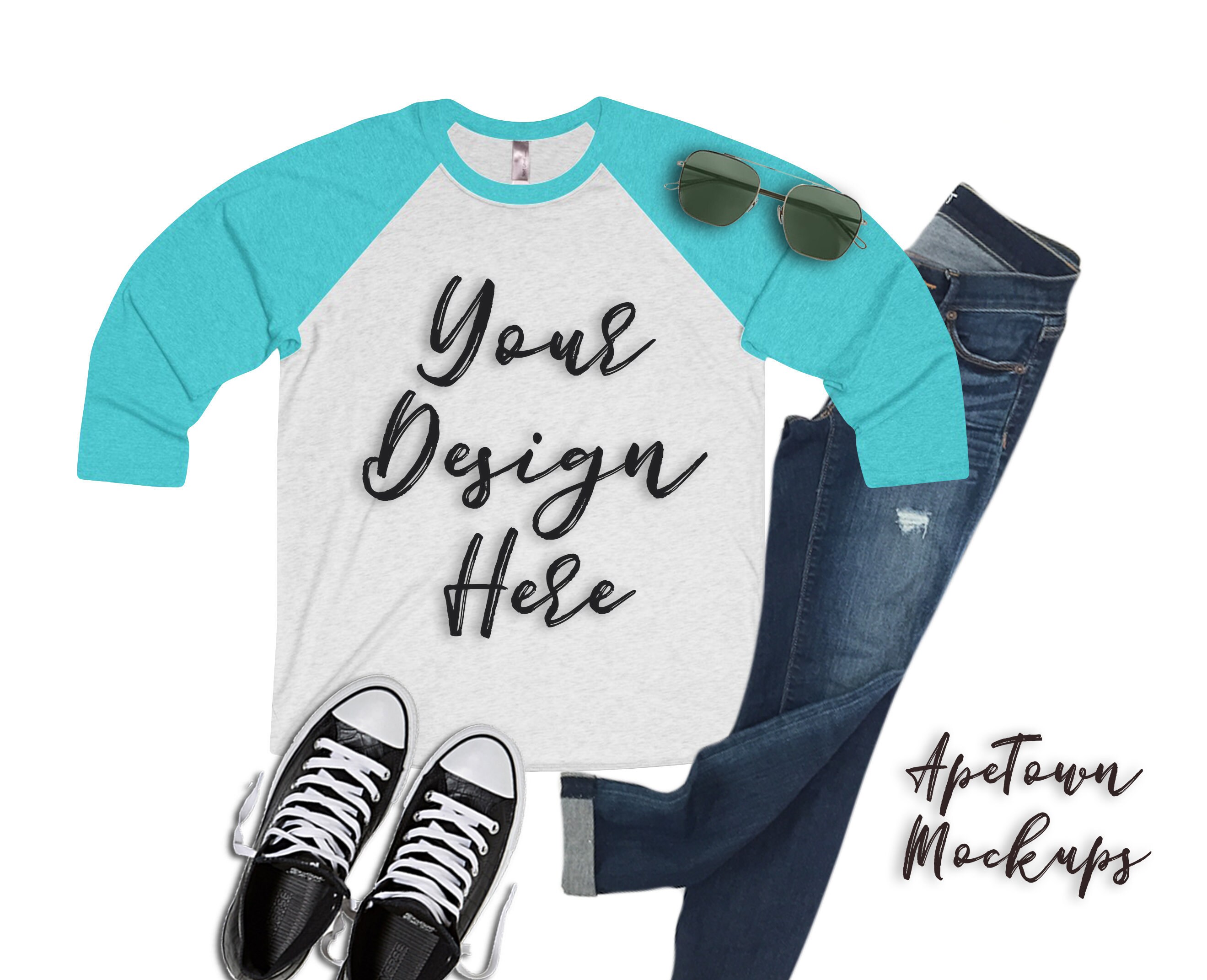 Download Next Level 6051 Raglan 3/4 sleeved Mockup Flatlay Unisex | Etsy