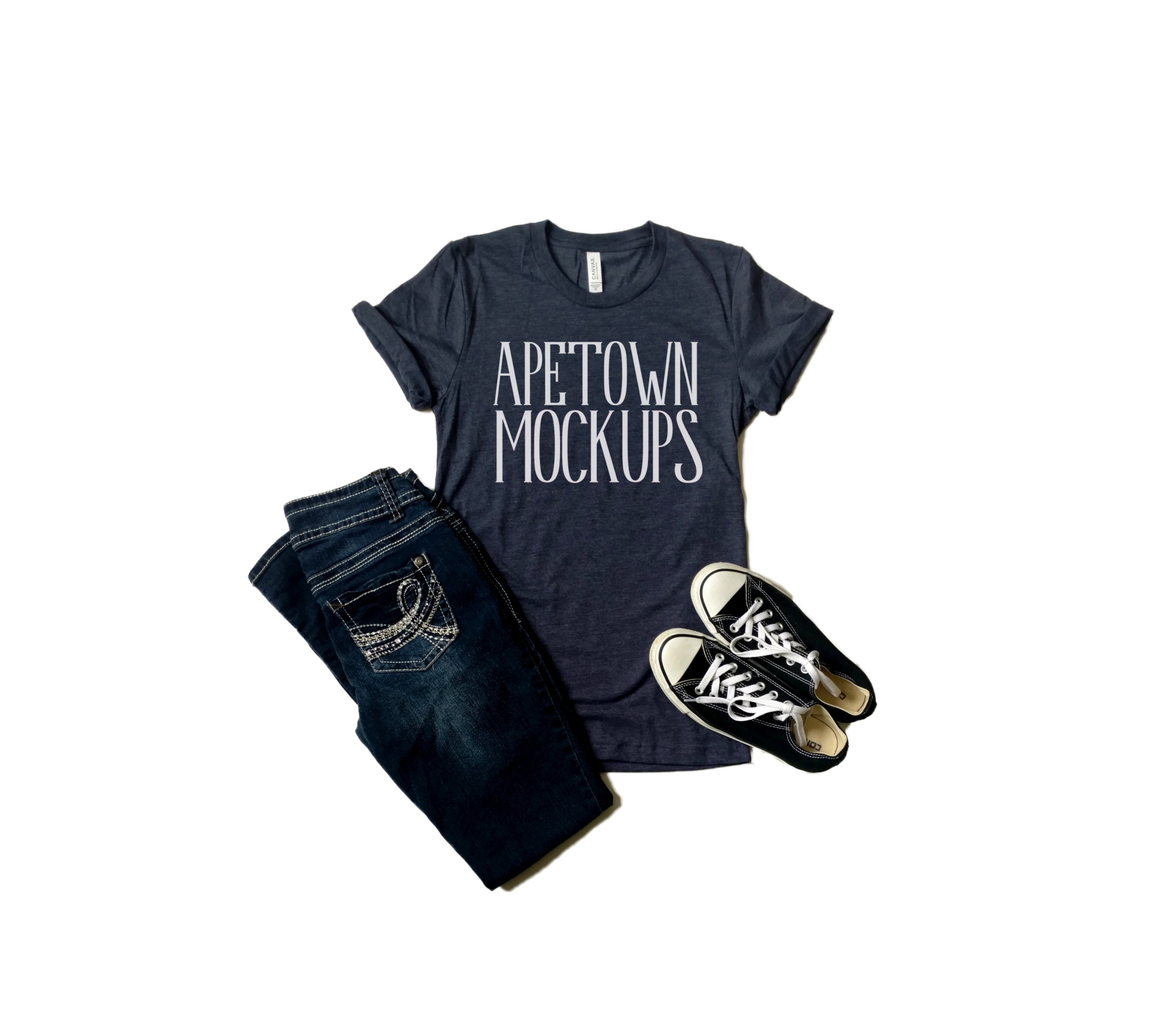 Download Bella Canvas 3001 Heather Navy Blue Mock-Up Unisex | Etsy