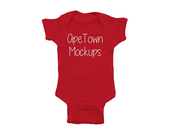 Rabbit Skins 4400 Flat Lay Bodysuit Mockup Red White Etsy