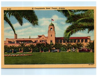 Vintagevykort för El Conquistador Hotel: Reklam för resor i Tucson, Arizona