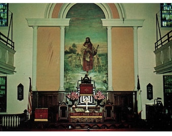 Vintage Postcard Chrome Era Zion’s Stone Church Kreidersville Pennsylvania Historic Landmark Religious Collectible