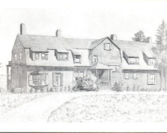 Carte postale vintage Cabane en rondins : impression d'art d'architecture rustique - P. Porter