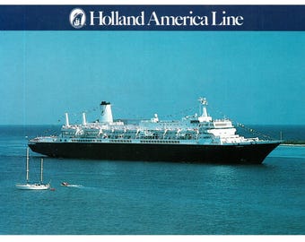 Vintage Postcard Holland America Line MS Nieuw Amsterdam Ocean Liner Cruise Ship Nautical
