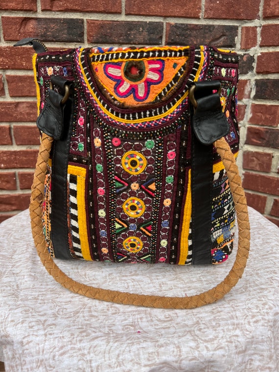 BOHO purse shoulder bag, with tassels, handmade e… - image 3