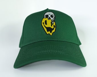 Melted Smiley Face SKULL Curved Snapback