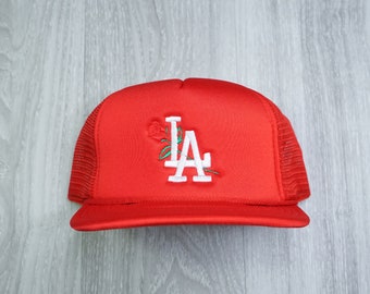 Los Angeles LA Rose Red Trucker Snapback