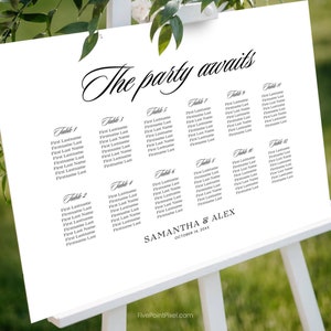 Minimalist Wedding Seating Chart Template, 12 table Seating Plan Sign, Printable, Editable in Canva, Instant Download, Wedding Sign