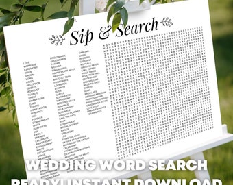 Wedding Themed Word Search Puzzle, Game (PDF File)