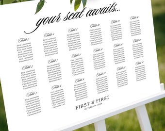 Minimalist Wedding Seating Chart Sign Template, Editable in Canva (Instant Download)