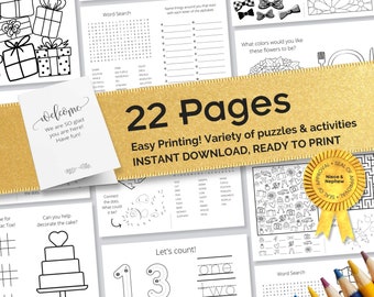 Kids Wedding Activity Book, Games, Puzzles (Digital Download)