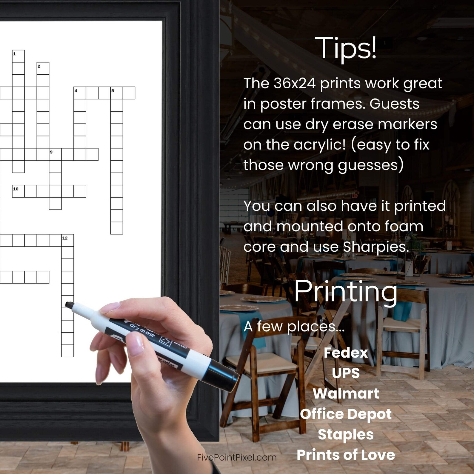 Custom Wedding Crossword Puzzle, Personalized Game for Receptions