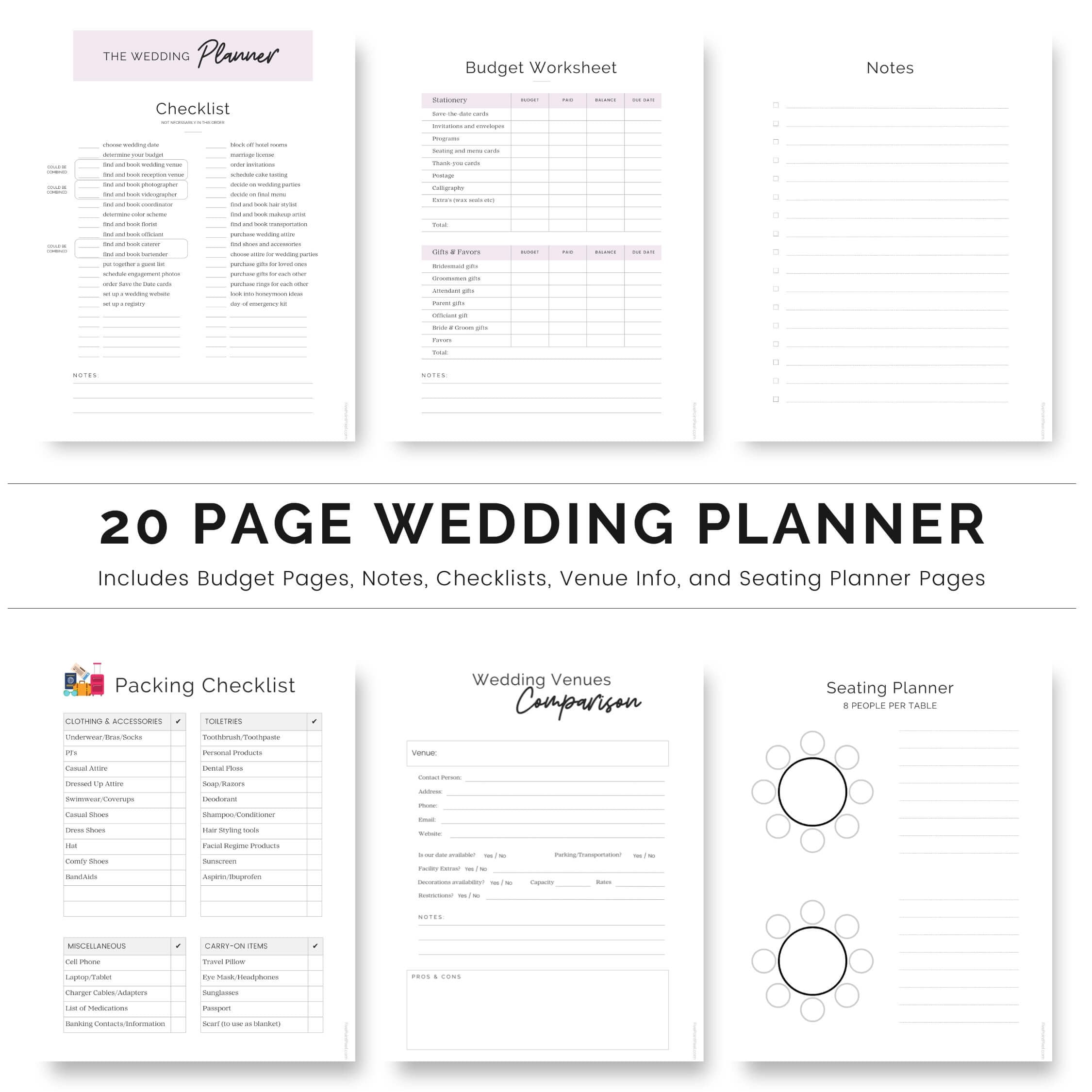 Easy Wedding Planner Printable Wedding Planner Pages Seating - Etsy