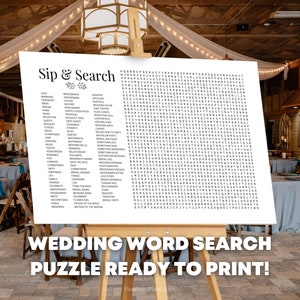 Large Wedding Word Search Puzzle, Activity for Receptions, Bridal ...
